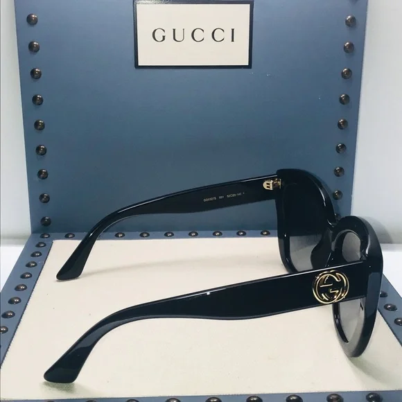 Black Gold Femenine Cat-eye Gg0327s 001 Sunglasses display picture 2